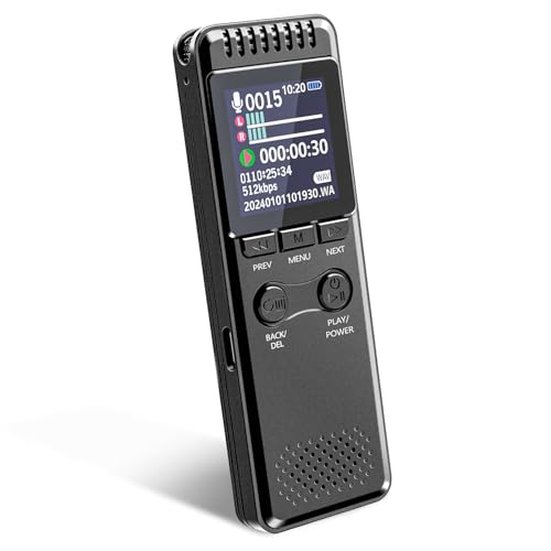 Vivaniir 62GB Diktiergerät, 80 Stunden Lang Ausdauernder Akku 1100mAh, Robuster Aufnahmegerät mit Sprachaktivierung und Metallgehäuse, USB-C Digital Voice Recorder für Vorlesung Meeting Interviews von Vivaniir