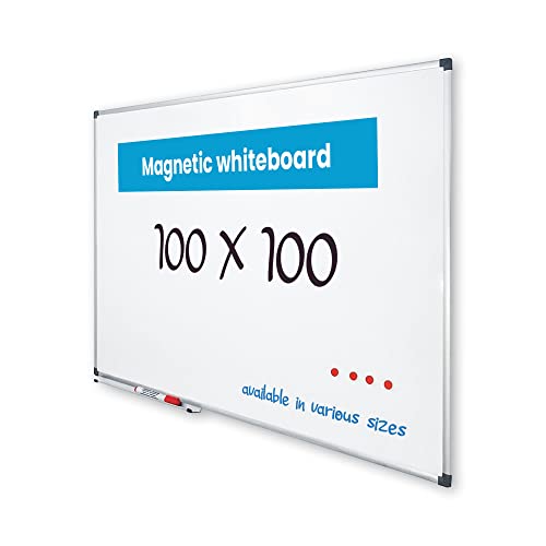 Vivol Eco Magnetic Whiteboard 100x100 | Aluminium Rahmen | Magnettafel Whiteboardwand Magnetwand | Stiftablage | 8 Größen | Magnetisch und Beschreibbar von Vivol
