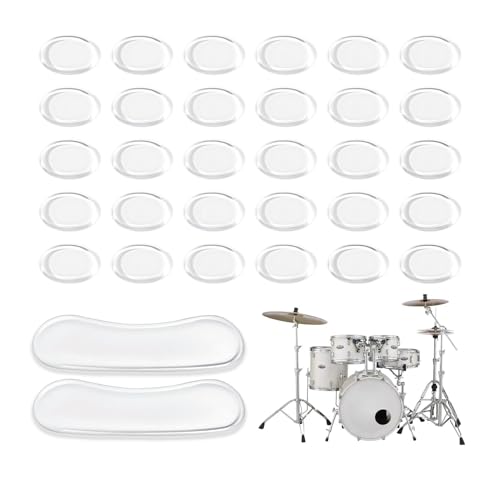 VixxNoxx 32 psc moon gels für Schlagzeug Drum-Zubehör Drum Dampeners für Schlagzeug Klangregelung （transparent） von VixxNoxx