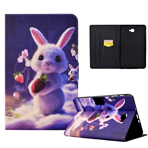 Vkooer Hülle für Samsung Galaxy Tab A 10,1'' 2016 (A6) Schutzhülle SM-T580/T585 Licht Folio Flip Cover Tasche Case Muster mit Multi-Winkel Standfunktion Kartenschlitz, Coniglio alla Fragola von Vkooer