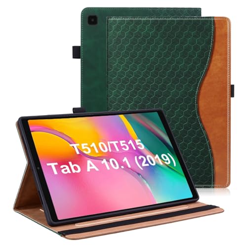 Vkooer Hülle für Samsung Galaxy Tab A 10.1 Zoll 2019 Schutzhülle SM-T510/T515 PU Ledertasche Folio Cover Case mit Kartentasche für Samsung Tab A 10.1 2019 - Dunkelgrün von Vkooer