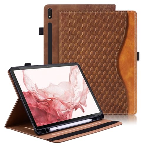 Vkooer Hülle für Samsung Tab S9 FE+ Plus/S9 Plus /S8 Plus /S7 FE Schutzhülle [Auto Schlaf/Wach Funktion] Book Cover Tasche Case für Galaxy Tab S9 Plus 12.4 Zoll 2023 - Braun von Vkooer