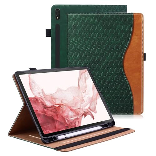 Vkooer Schutzhülle für Samsung Galaxy Tab S9 27,9 cm (11 Zoll) 2023 (Modell SM-X710/X716B/X718U), PU-Leder, Tablet-Schutzhülle, Standfunktion, Samsung Tab S9, Hülle mit Stifthalter, Dunkelgrün von Vkooer