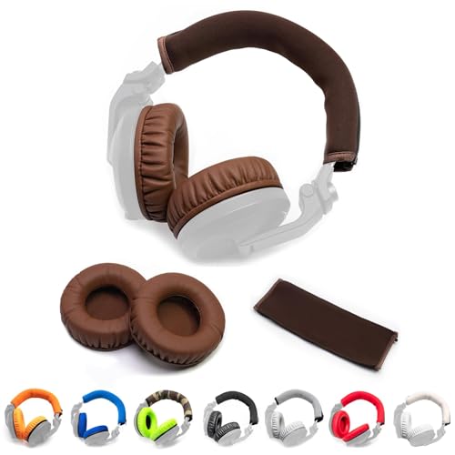 Voarmaks Ersatz-Ohrpolster und Kopfbügel-Kissenbezüge aus dickem, weichem Proteinleder, kompatibel mit Pioneer HDJ-X5 X5BT HDJ-X7 X7BT HDJ-X10 DJ-Headset-Kopfhörer, mit Memory Foam-Füllung (BrownKits) von Voarmaks