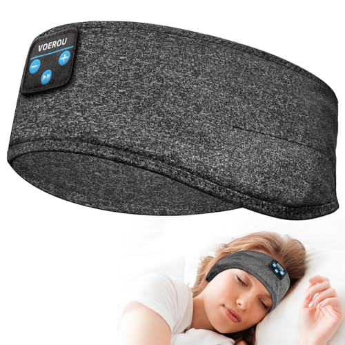 Voerou Schlafkopfhörer, Bluetooth-Kopfband, Schlafkopfhörer mit ultradünnen Lautsprechern für Seitenschläfer, Kopfband-Kopfhörer zum Schlafen, Laufen, Training, Reisen, Yoga, Schlaflosigkeit von Voerou