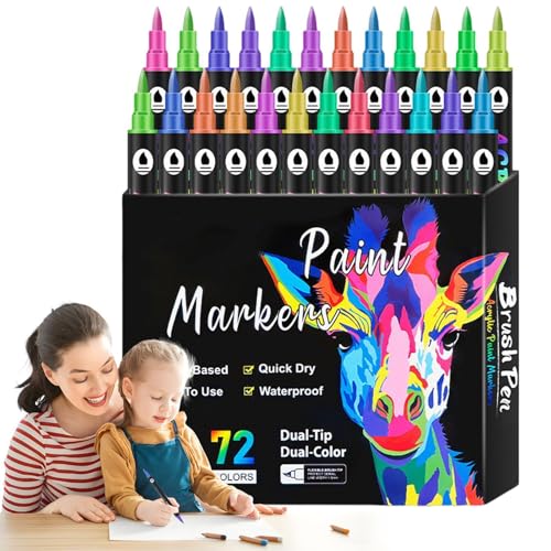 Voihamy Doppelspitzenmarker,Doppelspitzenmarker für Kinder - Notizmarkierungen | Kunstmarkierungsstifte für Kinder und Erwachsene zum Malen, Skizzieren, Zeichnen, Markierungen für Künstler von Voihamy