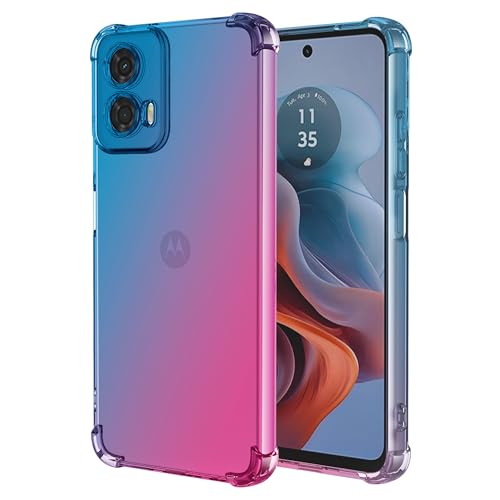 Vokuha Handyhülle für Moto G34 5G Hülle, Motorola G34 XT2363-2 Hülle, niedlicher klarer Farbverlauf, schlank, stoßfest, TPU-Rückseite, Handy-Schutzhülle für Motorola Moto G34 5G, Blau/Rosa von Vokuha