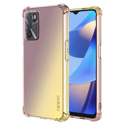 Vokuha Handyhülle für Oppo A16 4G/Oppo A16S 4G/Oppo A54S 4G Hülle, niedlicher klarer Farbverlauf, schlank, stoßfest, TPU-Rückseite, Handy-Schutzhülle für Oppo A16, Schwarz/Gold von Vokuha