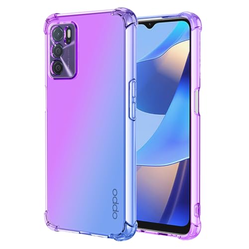 Vokuha Handyhülle für Oppo A16 4G/Oppo A16S 4G/Oppo A54S 4G Hülle, niedlicher klarer Farbverlauf, schlank, stoßfest, TPU-Rückseite, Handy-Schutzhülle für Oppo A16, Violett/Blau von Vokuha