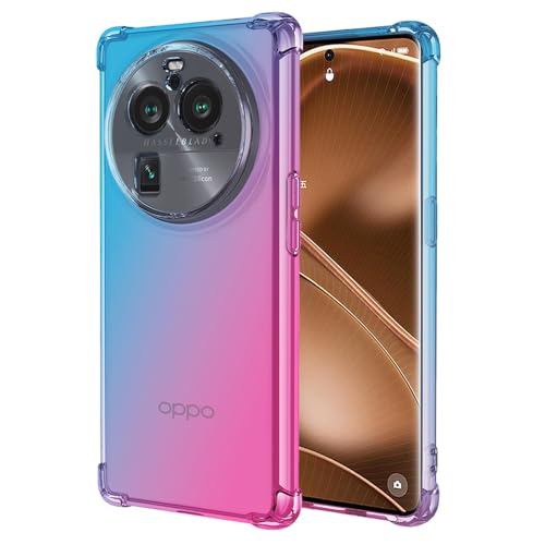 Vokuha Handyhülle für Oppo Find X6 Pro Hülle, PGEM110 Hülle, niedlicher klarer Farbverlauf, schlank, stoßfest, TPU-Rückseite, Handy-Schutzhülle für Oppo Find X6 Pro 5G, Blau/Rosa von Vokuha