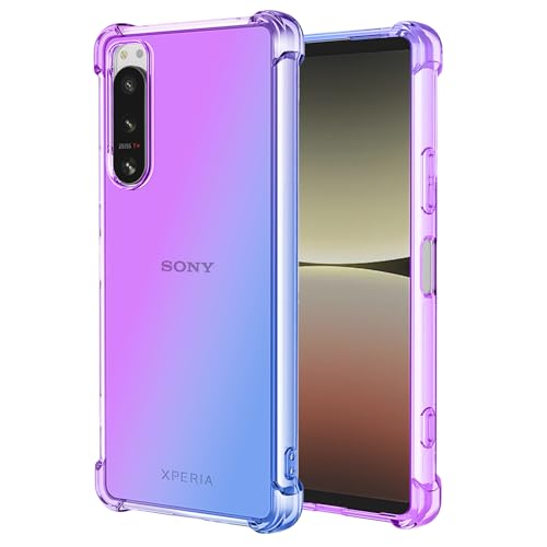 Vokuha Handyhülle für Xperia 5 IV, Sony 5 IV XQCQ62B-GC Hülle, niedlicher klarer Farbverlauf, schlank, stoßfest, TPU-Rückseite, Handy-Schutzhülle für Sony Xperia 5 IV, Violett/Blau von Vokuha