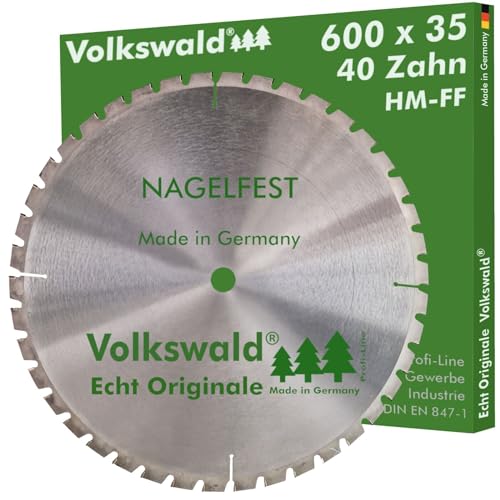 Volkswald ® HM-Sägeblatt FF 600 x 35 mm Z= 42 Nagelfest Kreissägeblatt für Brennholzsäge Wippsäge Tischkreissäge f. Schalholz Schaltafel Bauholz Brennholz Gasbetonstein Faserplatten Massivholz von Volkswald