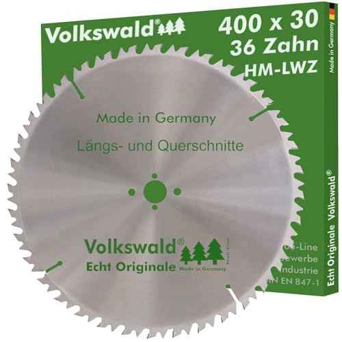 Volkswald ® HM-Sägeblatt LWZ 400 x 30 mm Z= 36 Kreissägeblatt Wechselzahn Präzisions-Sägeblatt mit Spanabweiser für Hartholz Naturholz Brennholz Leimholz Kappsäge Wippsäge Tischkreissäge von Volkswald