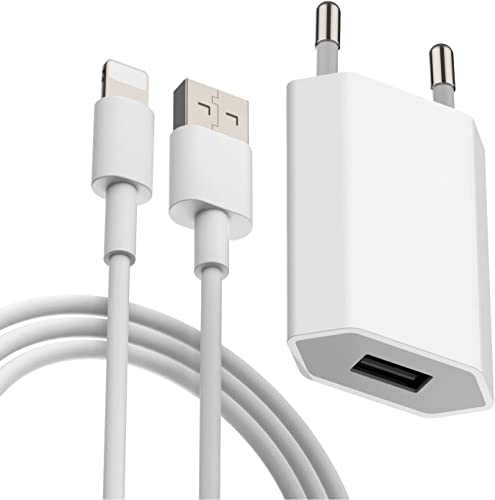 5W Ladekabel mit Netzteil für iPhone, Ladegerät kompatibel mit iPhone 14 13 12 11 Pro Max Xr X 8 Plus 7 6 Se 5S 5 5C Plus Ladeadapter 5w für Apple Ladekabel, Datenkabel 2m von VoltWave