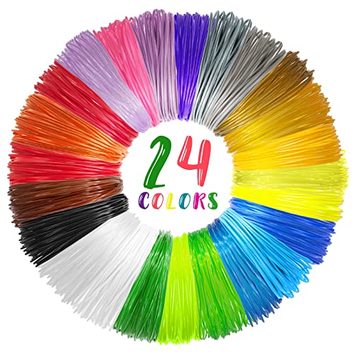 3D Printing Pen Refill, 24 Farben 3D-Stift PLA Filament-Nachfüllungen, 1,75 mm Premium-Druckfilament für 3D-Drucker/3D-Stift, jede Farbe 10 Fuß, insgesamt 240 Fuß, mit 2 Fingerkappen von Vomika von Vomika