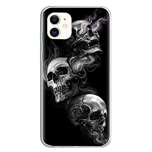 Halloween HandyHülle Kompatibel mit Apple iPhone 11 Hülle Transparent [Stoßfest] Weiche Silikon [Kratzfest] TPU Bumper Ultra Dünn Totenkopfes Blume Muster Durchsichtige Schutzhülle (iPhone 11, 5) von VooDirop