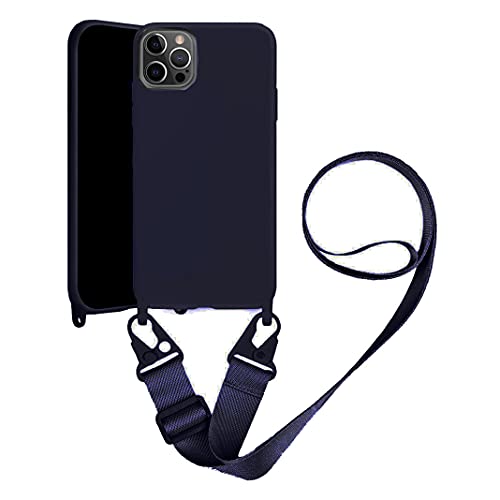Handykette Handyhülle kompatibel mit Apple iPhone 11 Necklace Hülle Nylon Schultergurt Weich Silikon TPU Cover mit Kordel zum Umhängen Schutzhülle mit Stylische Band(Navy Blue) von VooDirop