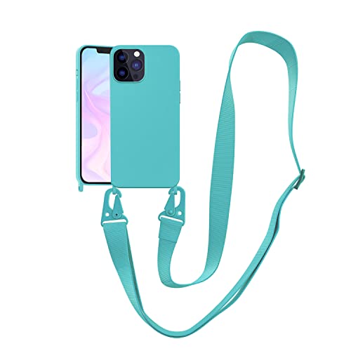 Handykette Handyhülle kompatibel mit Apple iPhone XR Necklace Hülle Nylon Schultergurt Weich Silikon TPU Cover mit Kordel zum Umhängen Schutzhülle mit Stylische Band(Gletscherblau) von VooDirop