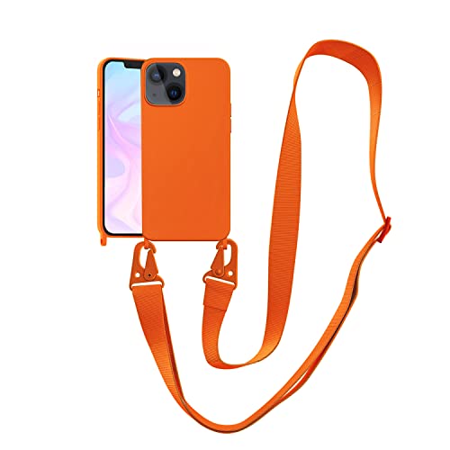 Handykette Handyhülle kompatibel mit Apple iPhone XR Necklace Hülle Nylon Schultergurt Weich Silikon TPU Cover mit Kordel zum Umhängen Schutzhülle mit Stylische Band(orange) von VooDirop