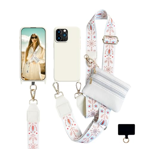 VooDirop Handykette mit Tasche für iPhone 16 Pro Max Clip und Go Handyband zum Umhängen Lanyard Handyhülle zum mit Abnehmbar Kordel und Geldbörse von VooDirop