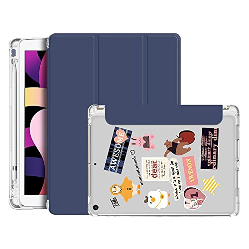 VooDirop Hülle Kompatibel mit iPad Air 10.5" (3rd Gen) 2019 / iPad Pro 10.5" 2017 Schutzhülle mit Stifthalter Ultradünn Leder Cover mit DIY Transparenter Rückseite Case, Auto Sleep/Wake (Dunkelblau) von VooDirop