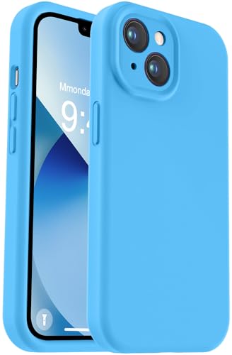 Vooii Kompatibel mit iPhone 13 Hülle, Flüssigsilikon-Upgrade [Kameraschutz] [weiches kratzfestes Mikrofaserfutter] Stoßfeste Handyhülle für iPhone 13 15,5 cm (6,1 Zoll) – Blau von Vooii