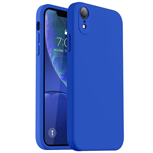 Vooii Kompatibel mit iPhone XR-Hülle, verbessertes Flüssigsilikon mit flachen Kanten, Kameraschutz, weiches kratzfestes Mikrofaserfutter, Handyhülle für iPhone 10 XR 15,5 cm (6,1 Zoll), Klein Blau von Vooii