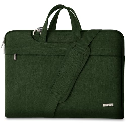 Voova Laptoptasche Tasche 17 17,3 Zoll Notebook Schultertasche Umhängetasche Tragetasche Notebooktasche leicht mit Versteckbarer Griff für Laptop 17.3 Grün von Voova