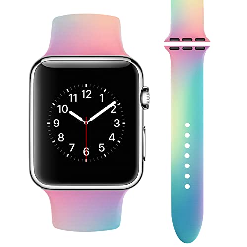 Vozehui Armband Kompatibel mit Apple Watch Armband 42mm 44mm 45mm 49mm, Tie-Dye Farbmalerei Muster Weiches Silikon Wasserdichtes Ersatz Sportarmband für iWatch Serie SE 9 8 7 6 5 4 3 2 1, Damen Herren von Vozehui