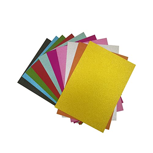 Glitzer-Karton, 250 g/m², 10 verschiedene Farben, A4-Karton, 10 Blatt ohne Pulverpapierkarton für Kunsthandwerk. von Vrandu