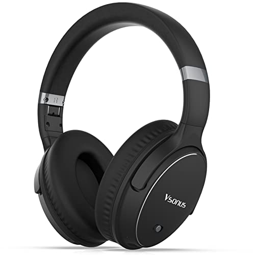 Vsonus H51 Active Noise Cancelling Kopfhörer, Kabellos Over Ear Kopfhörer Bluetooth Noise Cancelling 5.0, Faltbar, 30 Stunden Spielzeit, Bequeme Ohrpolster, für Flugzeug, Reisen, Home Office von Vsonus