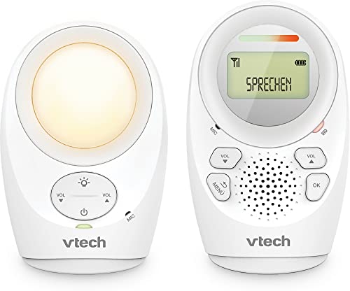 VTech Digitales Audio-Babyphon DM1211 – Mit DECT-Technologie, Gegensprechfunktion, LCD-Lautstärkeanzeige, Temperatursensor, Nachtlicht u. v. m. – Mit Eltern- und Babyeinheit von Vtech