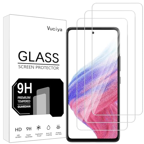 Vuciya Pack of 3 Screen Protector kompatibel mit Samsung Galaxy A53 5G panzerglas 9H Härte Schutzfolie Anti-Kratzen Anti-Bläschen for Galaxy A53 5G von Vuciya