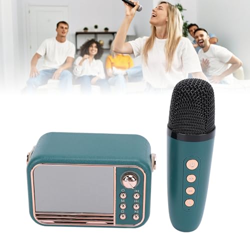 Retro -Lautsprecher, BT 5.0 -Karaoke -Maschine mit Stereo -Sound Vintage Dekor für Haus Kleiner -Lautsprecher Tragbarer Lautsprecher für Reisefeier Home Office (Grün) von Vvikizy