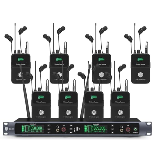 EM200 UHF Kabelloses In-Ear-Monitorsystem, 2-K, 8 Bodypacks, Überwachung mit In-Ear-Kopfhörern, verwendet für Bühne, Band, Aufnahmestudio, Live-Performance von W IN-MIX