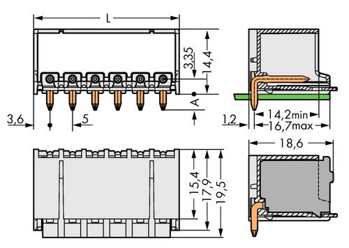 WAGO Stiftgehäuse-Platine 2092 Polzahl Gesamt 3 Rastermaß: 5mm 2092-1423/200-000 200St. von WAGO