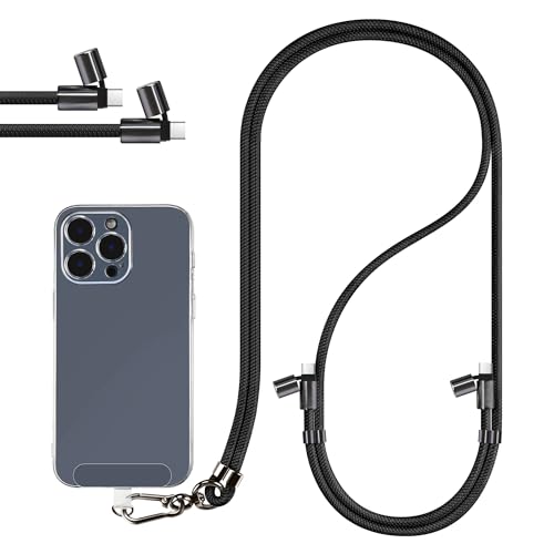 Crossbody Phone Lanyard Strap mit integriertem Ladekabel für Android-Handys, iPhone 16, iPhone 15 (Typ c - Typ c) | Verstellbarer Hals Handyhalter | Crossbody Anti-Diebstahl Nylon Strap Necklace von WAHK RAHK