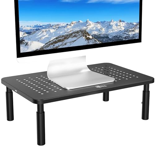 WALI Monitorständer 3 Höhenverstellbarer Monitor Erhöhung Schreibtisch Platzsparender Bildschirmerhöhung mit Belüftungsplattform für Computer, PC, Laptop, Drucker bis zu 20 kg(STT003) (1 Pack) von WALI