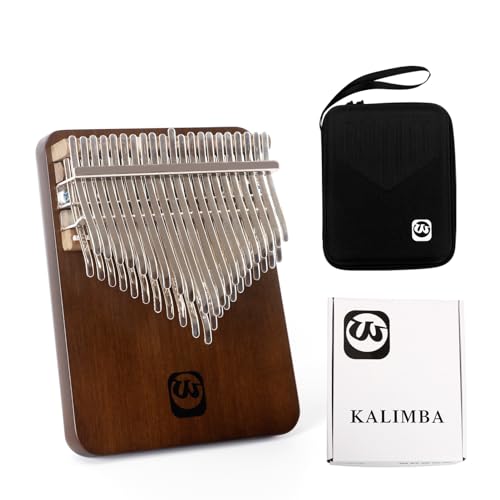 Kalimba Daumenklavier mit 42 Tasten, Flachbrett, Fingerklavier, Walnussholz, Marimba, Musikgeschenke, mit Liederbuch und Stimmhammer WALTERT von WALTERT W