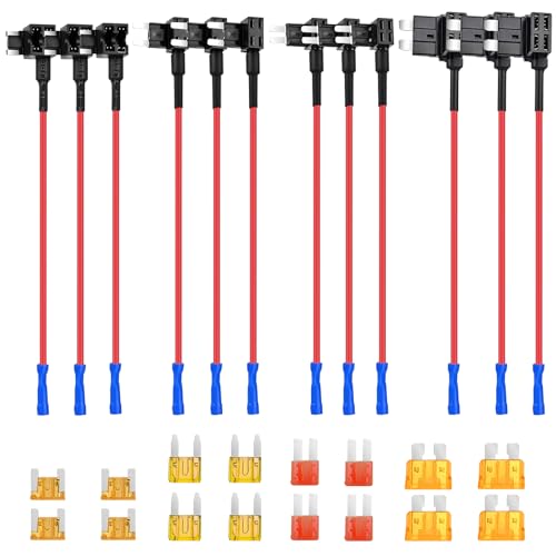 WANDGU Auto Stromkreissicherungshahn Set: 12 Stück Stromdieb Sicherung Kfz, Stecksicherung Verteiler mit ATO, Micro2, Mini und LP-Mini Adapter, Stromdieb KFZ für Lkw, Motorrad, Auto, Boot von WANDGU