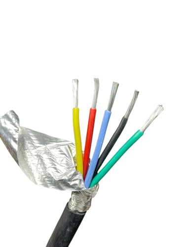 WANGFHAO 1 m langes, mit Silikon abgeschirmtes, ummanteltes Kabel, 22 20 18 17 15 13 11 9 AWG 2 3 4 5 6 8-adriges, störungsfreies Soft-Signal-Leitungsstromkabel(4 cores 1meter,13 AWG 2.5MM) von WANGFHAO