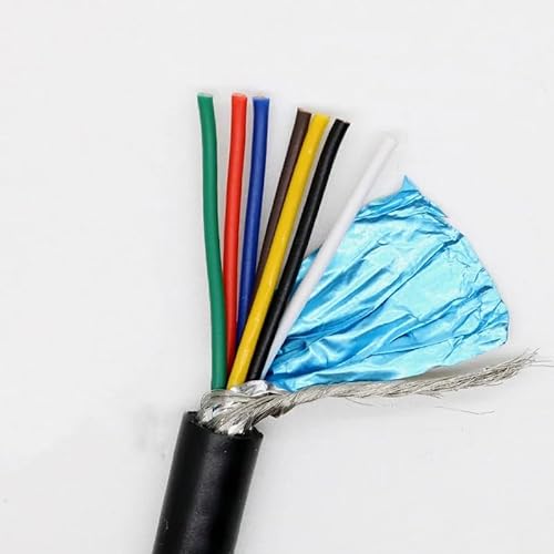 WANGFHAO Abgeschirmtes flexibles Kabel, 2 Meter, UL2464, reiner Kupferkern, 2–40 Kerne, 26 24 22 20 18 AWG, RVVP-Anti-Interferenz-Signalsteuerkabel(20 CORES_24 AWG-0.2MM) von WANGFHAO