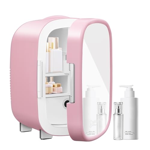 WANNYTON Mini Kühlschrank 7 L, Kosmetik Kühlbox mit Spiegel, Autokühlschrank tragbar, kleine Autokühlbox 220-240 V/12 V, kühl und heiß, für Zimmer Auto Büro Schlafzimmer, Rosa WANNYTON Mini Kühlschrank 7 L, Kosmetik Kühlbox mit Spiegel, Autokühlschrank tragbar, kleine Autokühlbox 220-240 V/12 V, kühl und heiß, für Zimmer Auto Büro Schlafzimmer, Rosa von WANNYTON