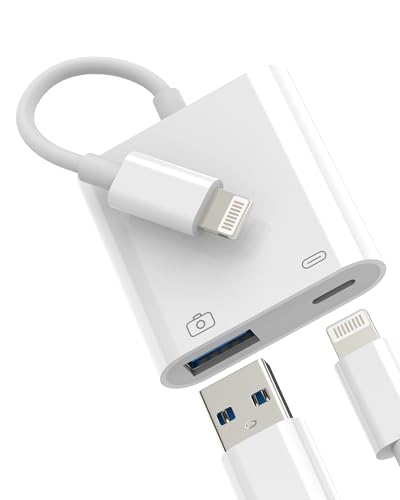 Adapter Lightning auf USB (2 in 1) OTG 3.0 Kabel zertifiziert für Apple MFI Ladebuchse Adapter für iPhone 14 13 12 11 Pro Max für iPad Air Mini Steckdose Gerät Tastatur Dateien Foto Digitalkamera von WASRUYI