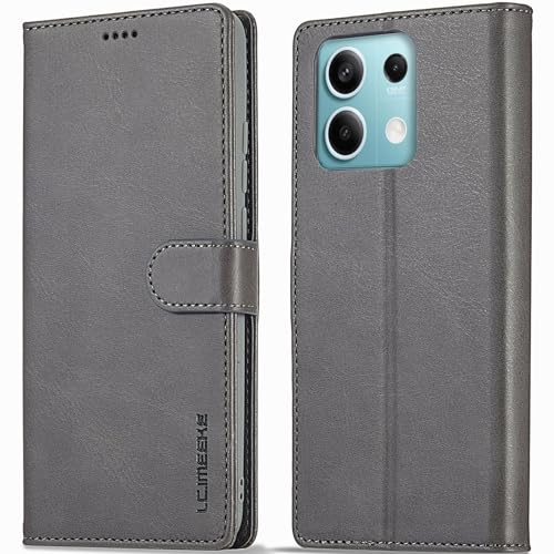 WAURZ Hülle für Xiaomi Redmi Note 13 5G, Handyhülle Schutzhülle Hülle Leder Klappbar Flip Case mit Kartenfach Magnet Ständer Handytasche Hüllen Etui Cover Klapphülle für Redmi Note 13 5G,Grau von WAURZ