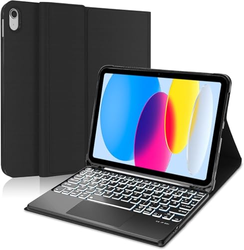 WAVATA Hülle Tastatur für Samsung Galaxy Tab S10+ Plus(2024)/S9+/S9FE+ 12.4 Zoll : Abnehmbar Tastatur - Kabellose Deutsches QWERTZ-Layout Tastatur Tab S9 Plus/S10 Plus,Schwarz von WAVATA