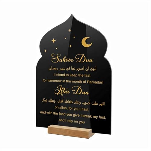 Wiederverwendbarer Acryl-Ramadan-Kalendertafel, Acryl-Ramadan-Countdown-Kalender mit Holzsockel, Kalender Eid Mubarak, Countdown-Schreibtischkalender, Dekorationen für Zuhause, Party, Dekorzubehör von WAXCMXYH