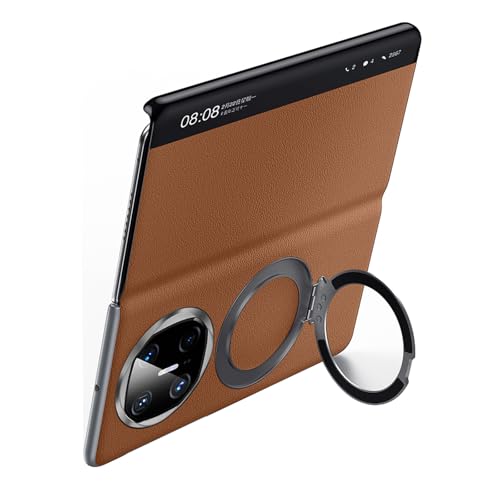 Hülle für Huawei Mate X6, Echtleder Smart Window View Flip Cover Magnetringhalter Ständer Luxus Schutz Handyhülle von WBRSybUK