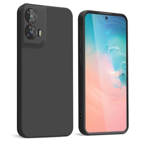 WBWONE Hülle für Motorola Moto G85 5G Case, Silikon Handyhülle mit Stoffauskleidung Dünne Weiche TPU Soft Stoßfest Schutzhülle Cover - Schwarz von WBWONE