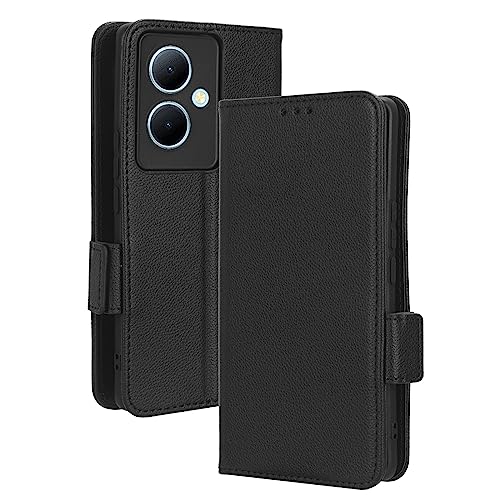 WBWONE Hülle für VIVO V29 Lite 5G, Handyhülle Premium PU Hülle Lederhülle Klappbar Flip Case Tasche Magnet Kartenfach Standfunktion Schutzhülle, Schwarz von WBWONE